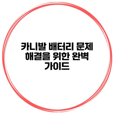 카니발 배터리 문제 해결을 위한 완벽 가이드