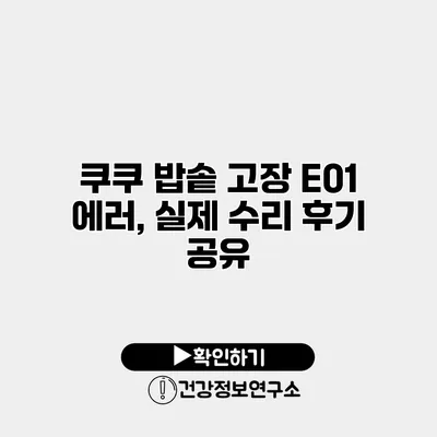쿠쿠 밥솥 고장 E01 에러, 실제 수리 후기 공유