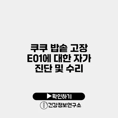 쿠쿠 밥솥 고장 E01에 대한 자가 진단 및 수리