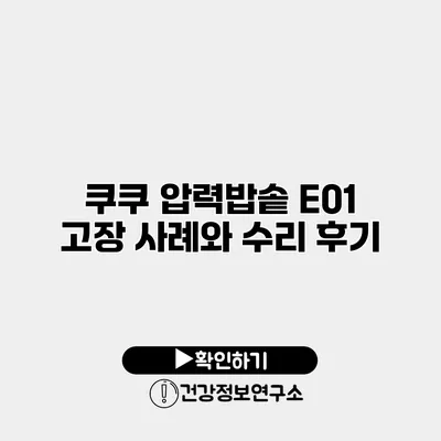 쿠쿠 압력밥솥 E01 고장 사례와 수리 후기