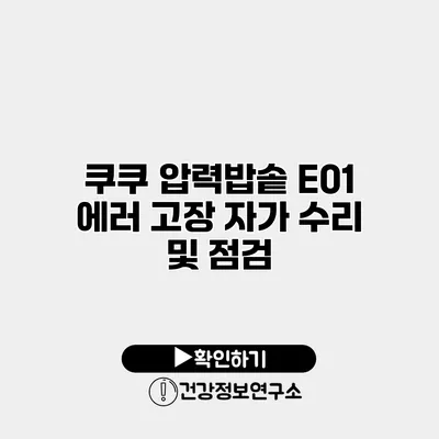 쿠쿠 압력밥솥 E01 에러 고장 자가 수리 및 점검