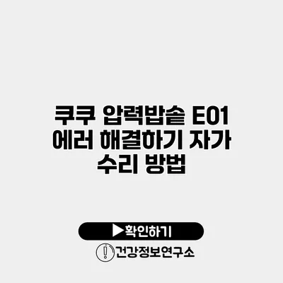 쿠쿠 압력밥솥 E01 에러 해결하기 자가 수리 방법