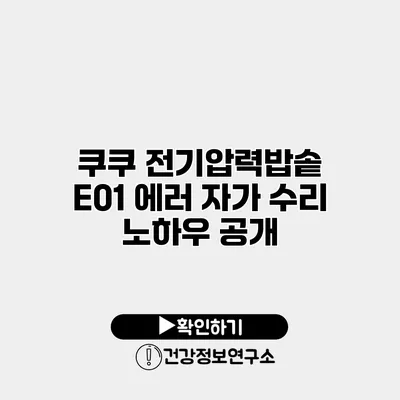 쿠쿠 전기압력밥솥 E01 에러 자가 수리 노하우 공개