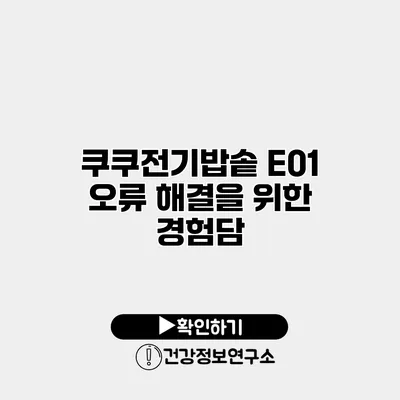 쿠쿠전기밥솥 E01 오류 해결을 위한 경험담