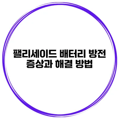 팰리세이드 배터리 방전 증상과 해결 방법