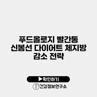푸드올로지 빨간통 신봉선 다이어트 체지방 감소 전략